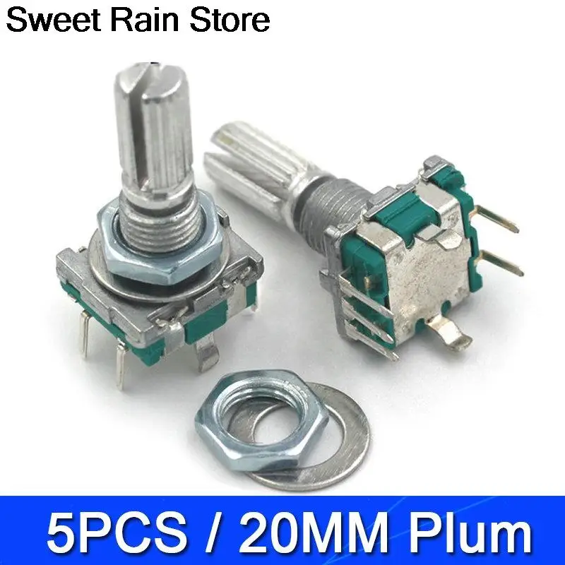 5PCS/LOT 20 Position 360 Degree Rotary Encoder EC11 w Push Button 5Pin Handle Long 15/20MM With A Built In Push Button Switch