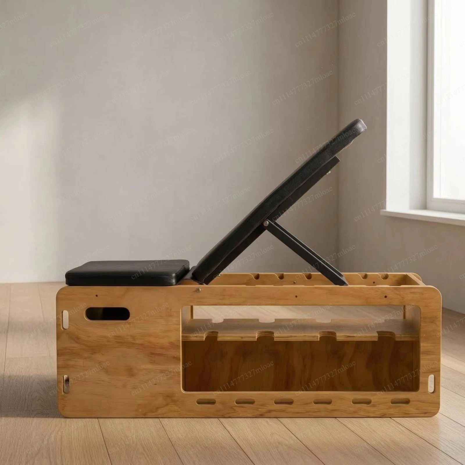 Wooden Adjustable Exercise Bench Multifunction Foldable Weight Bench Padded Incline Decline for Home Gym Body Workout Fitness
