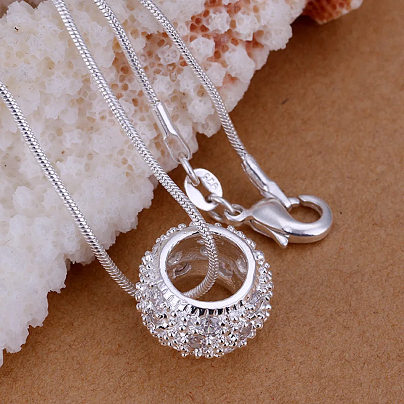 925 Sterling Silver 16/18/20/22/24/26/28/30 Inch Snake Chain Round Pendant Necklace For Women Party Wedding Gift Fashion Jewelry