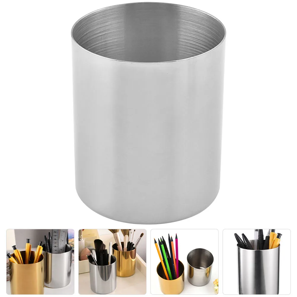Portalápices de acero inoxidable, caja de almacenamiento ganizer de escritorio, contenedor de cepillos multifuncional, decoración para el hogar y la Oficina