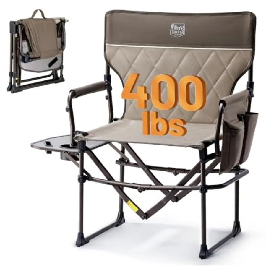 

Aluminum Camping Directors Chair with Side Table Pocket Portable Folding Heavy Duty Lawn Chair for Fishing Trip Picnic Concert