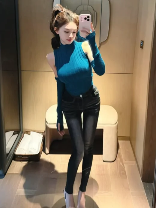 

Женские джинсы Slim Fit с высокой талией из хлопкового стрейч-денима, повседневный стиль, выбеленные, с эффектом потертости, расклешенные, осенняя мода