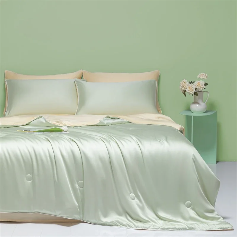

2024 Ice Silk Double Combination Summer Cool QuiltCold Air Condition Blanket Summer Cool Water Wash Thin Blanket
