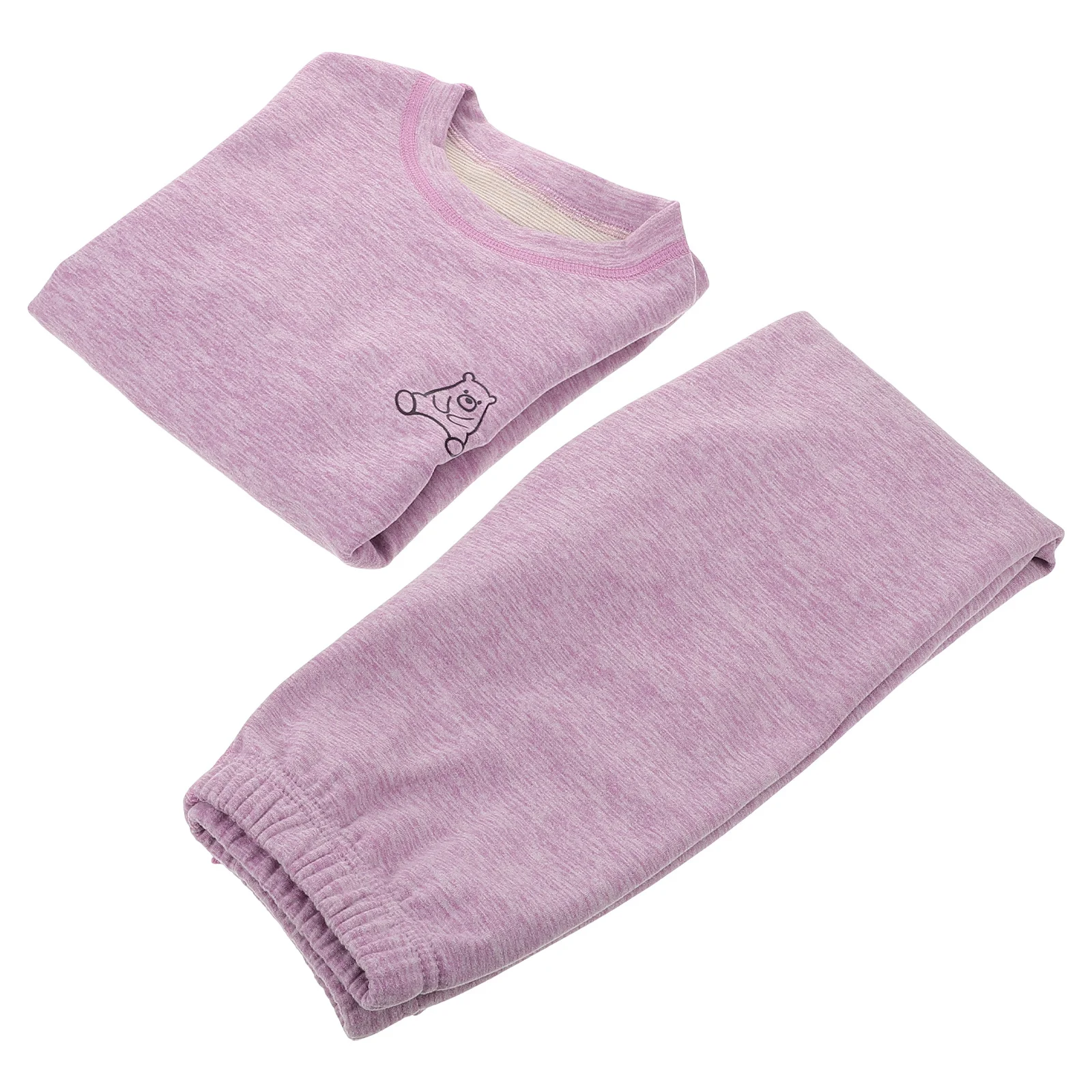 

1Set Kids Thermal Underwear Solid Color Long Sleeve Warm Pajama Set Soft Breathable Winter Sleepwear Underwear Set