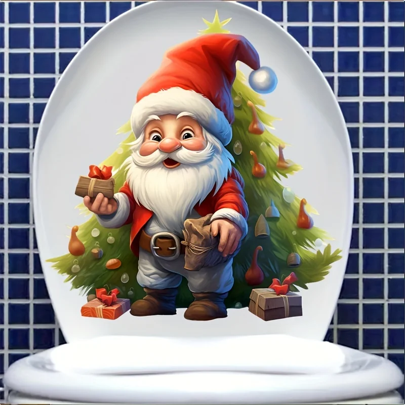 Jolly Santa Claus Wall Stickers Festive Christmas Decorations Bathroom Toilet Decor Home Decoration Decals Stickers M1030