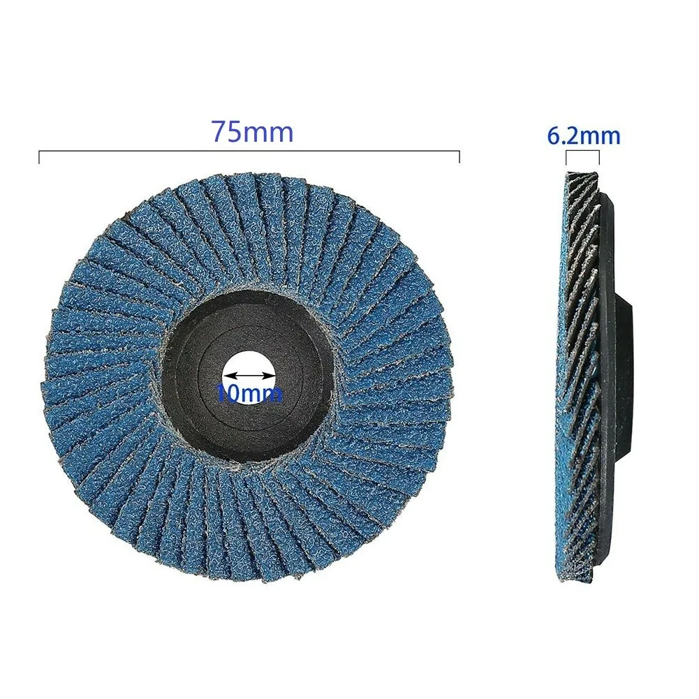 10pcs Flat Flap Discs 75mm 3 Inch Sanding Discs 40/60/80/120 Grit Grinding Wheels Blades Wood Cutting For Angle Grinder