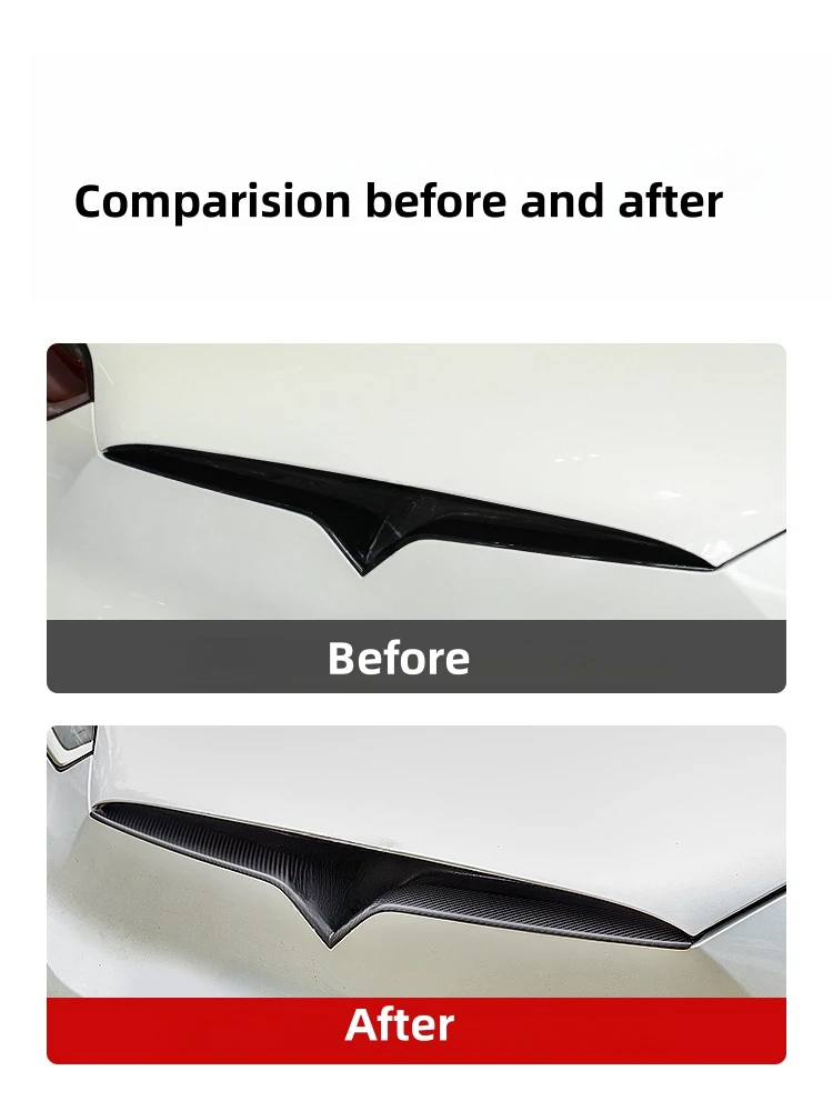 For Tesla Model X 2023 Dry Carbon Fiber Front Grille Trim Strip Sticker Auto Exterior Moulding Accessories