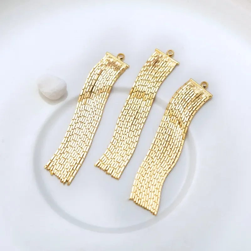 4PCS 45MM 24K Gold Color Plated Brass Jewelry Accessories Chain Tassel DIY Making Hand Made Jewelry Findings Component