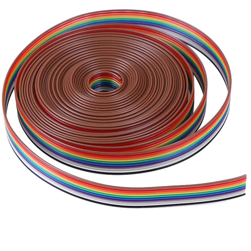 5M Ribbon Cable 10WAY Flat Color Rainbow Ribbon Cable Extension Electric Wire LED Stirp 10P 28AWG