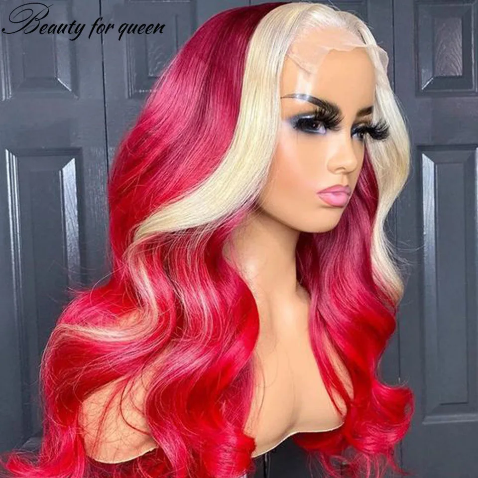 ﻿   Peluca Frontal de encaje 13x4 de color amarillo rojizo, pelucas de cabello humano, pelucas de cabello humano 100% hermosas para niñas que usan pelucas tienen una gran densidad del 180%