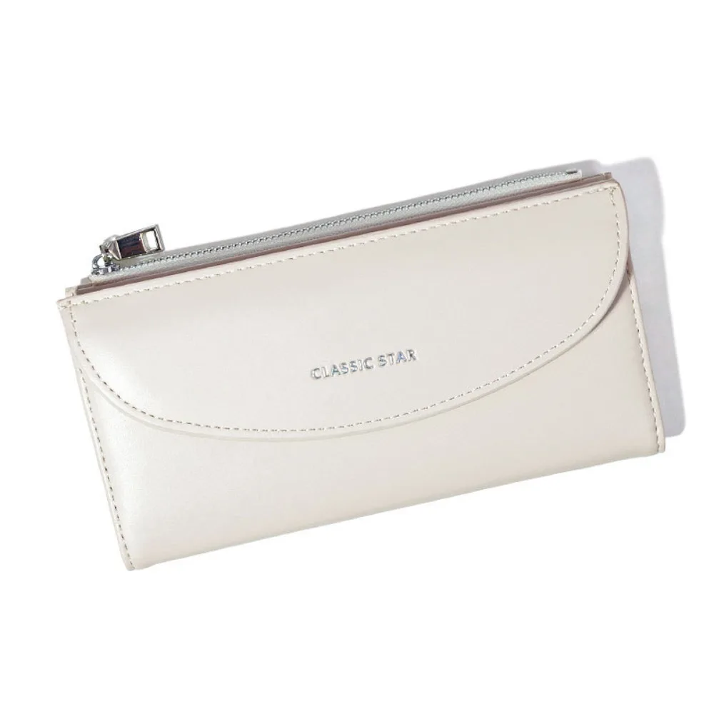 

Fashion Large Capacity Long Wallet Zipper Solid Color Card Bag Portable PU Leather Coin Purse Gift