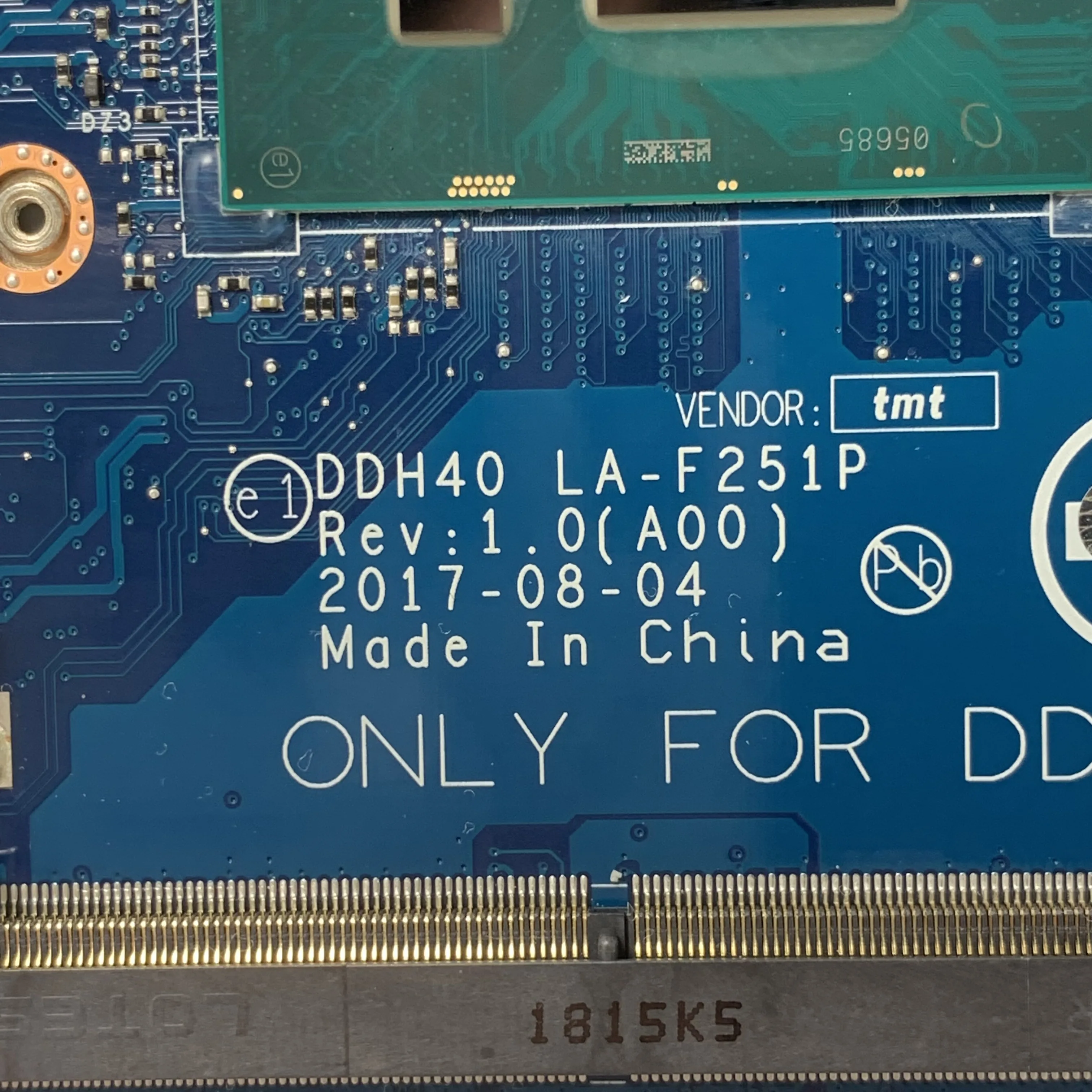 

DELL 14 7472 CN-0RN0N1 0RN0N1 RN0N1 NEW Mainboard Laptop Motherboard LA-F251P With SR3LB I5-8250U CPU 100% Full Working Well