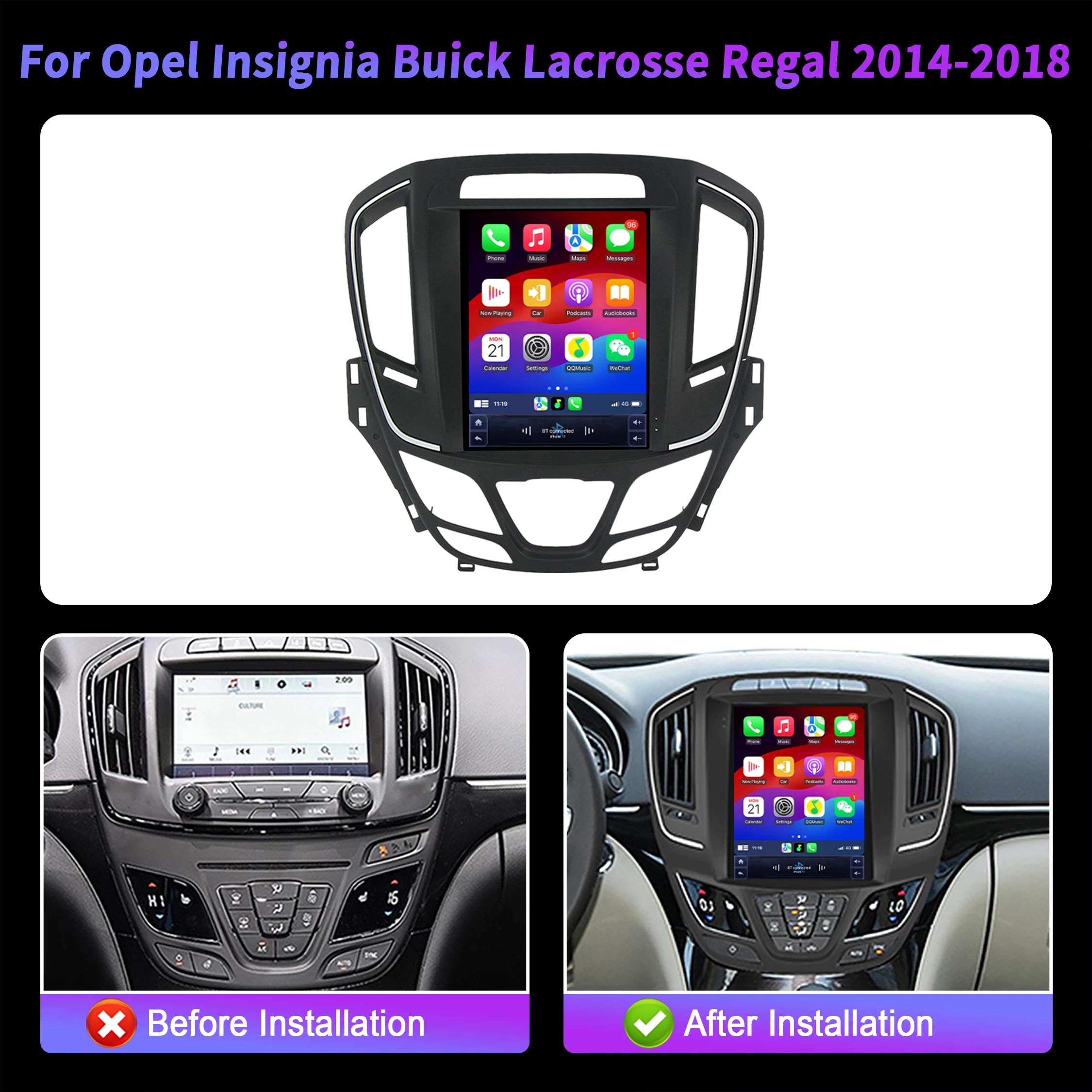 9.7″For Opel Insignia Buick Lacrosse Regal 2014-2018 Android Auto Radio Car Radio Carplay Multimedia Navigation QLED Screen