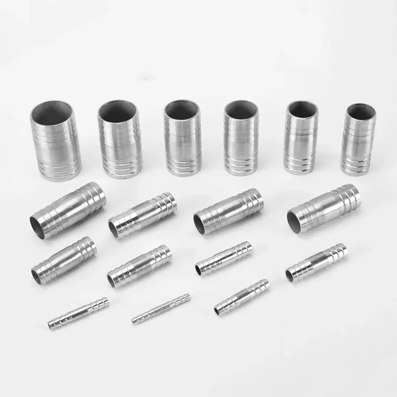Double Barbed OD 6 8 10-41mm 304 Stainless Steel Connector 2-way Equals Straight Pipe Fitting Connector Pagoda Joint Hose Barb