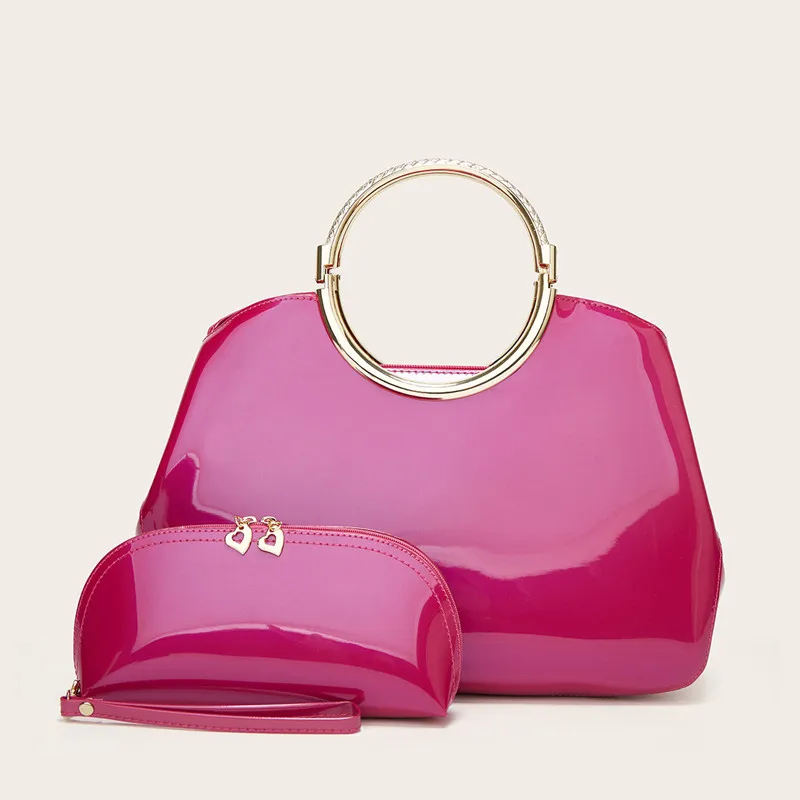 

2025 Luxury Bright Leather Women 2 in 1 Handbags Famous Brand Designer Shoulder Messenger Bags Fashion Patent Leather Tote Bag