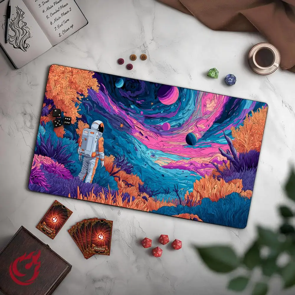 

Romantic Space Astronaut MTG Playmat Magic Card Mat with Stitched Edge Non-Slip Durable Tabletop playmat Board Game Mat for TCG