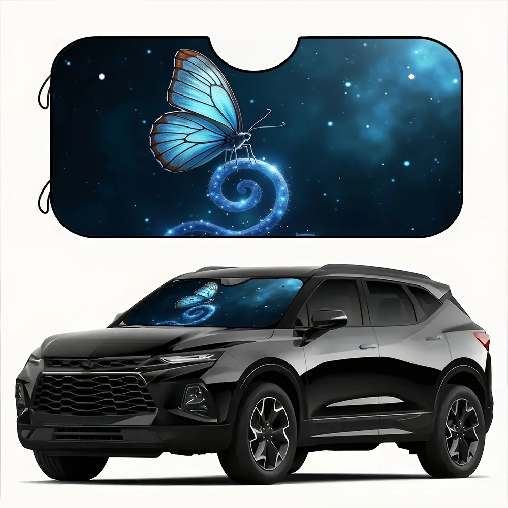 1pc, Auto Car Windshield Sun Shades Universal Fit, Galaxy Butterfly Car Front Window Covers Foldable Car Sun Shade Windshield Re