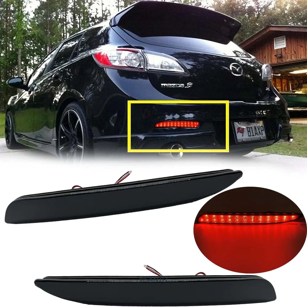 

1 пара для Mazda3 Mazda 3 2010 2011 2012 2013 красный/черный дымчатый объектив светодиодный отражатель бампера задний стоп-сигнал для MAZDASPEED3