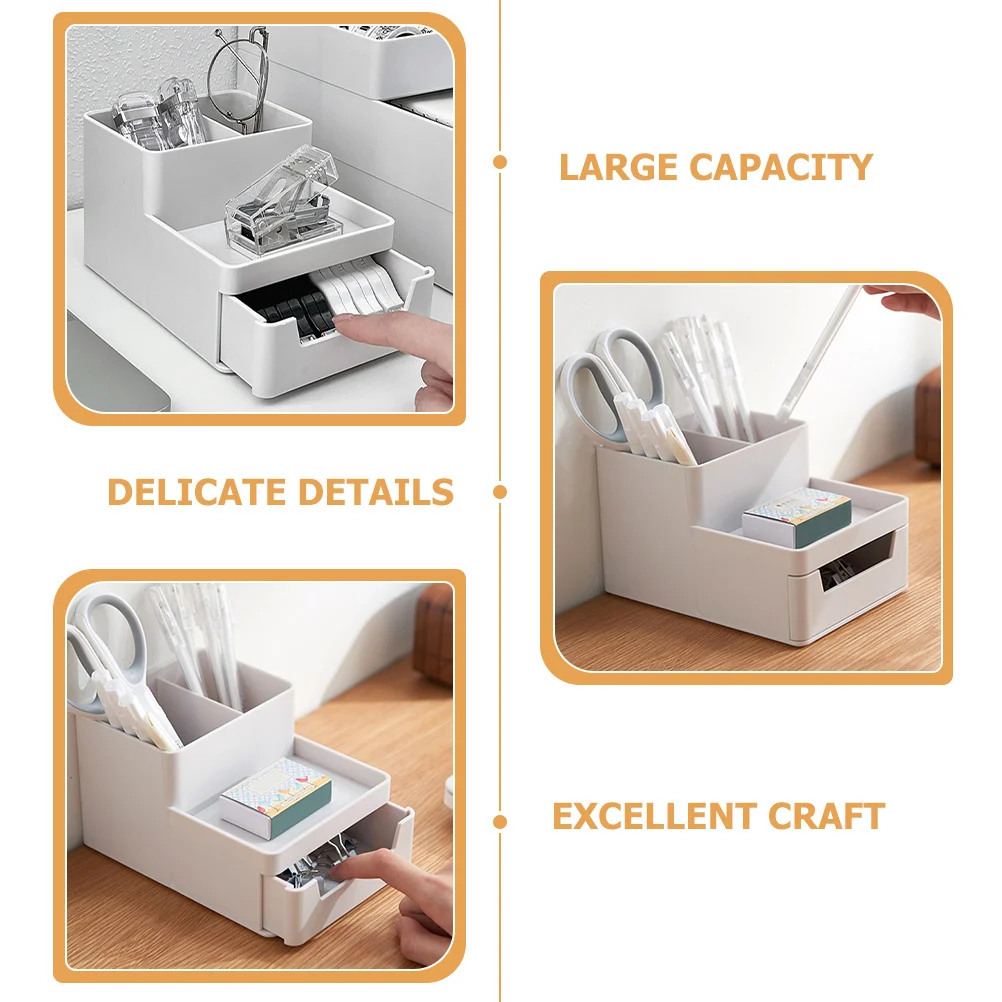 Desktop Organizer Box Small Desk Storage For Office Supplies Cosmetics Makeup Brush Holder Remote Control Pen Card Compartment