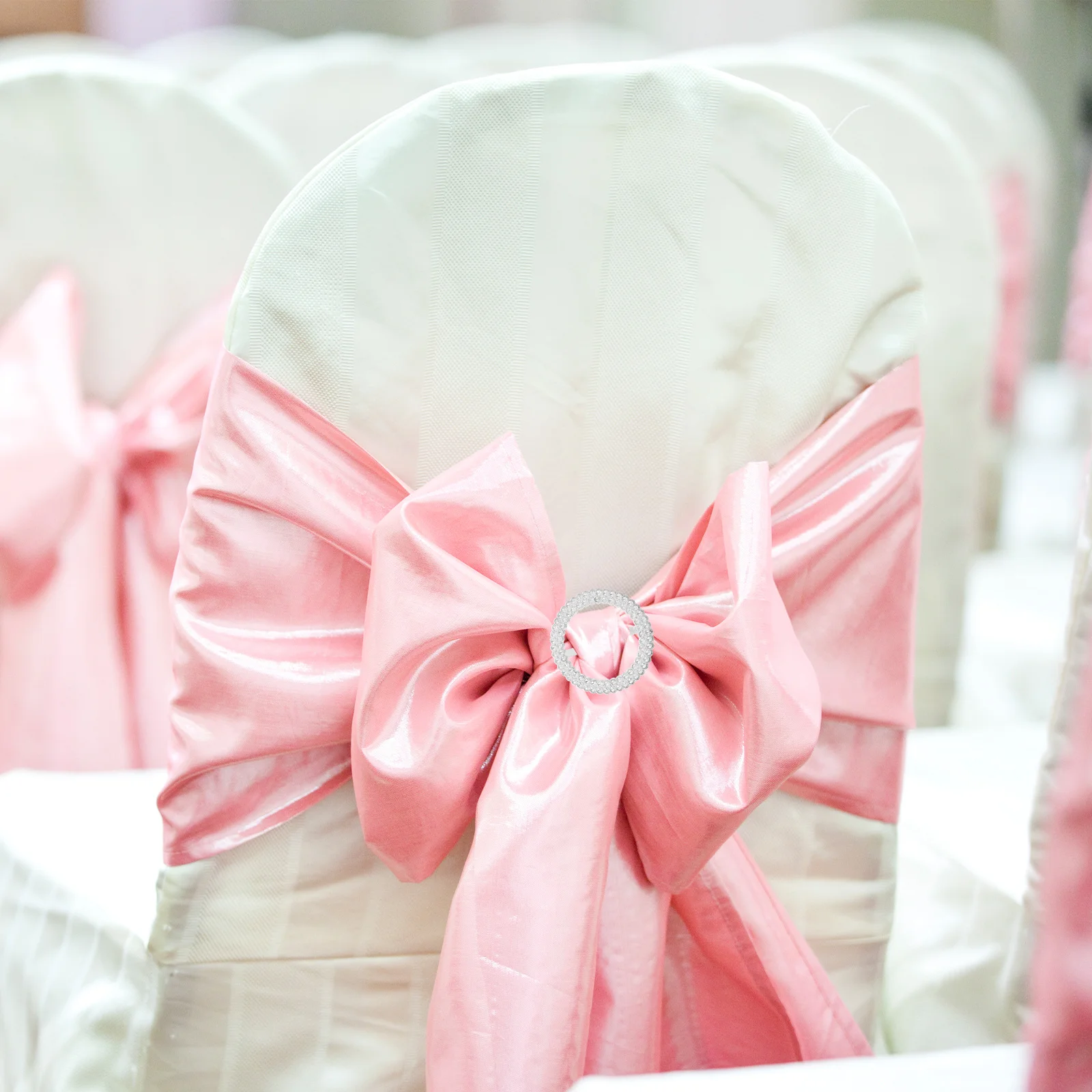 

100pcs Rhinestone Buckle Clips Round T Shirt Scarf Ribbon Wedding Banquet Party Decor Plastic Lightweight Durable Elegant Slider