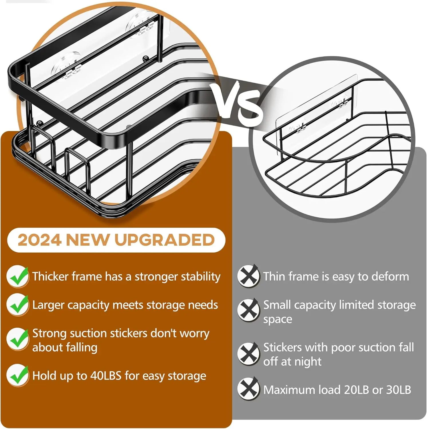 3-Pack Corner Shower Caddy Organizer Shelves Storage Rack Accessories for Bathroom Countertop Home Decor Set