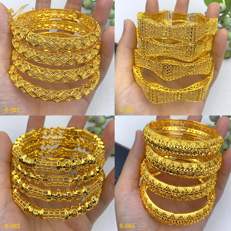

ANIID New African Women Luxury 24k Gold Plated Bracelets Dubai Indian Bridal Bangles Ethiopian Hand Jewellery for Wedding Gifts