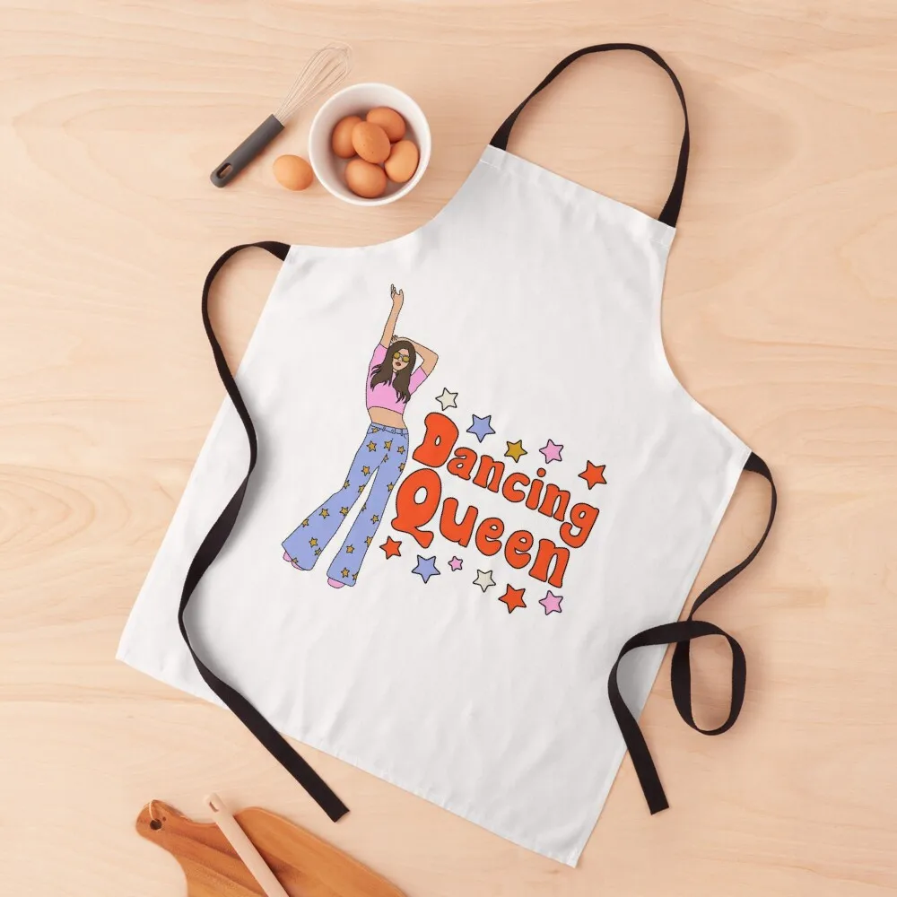 

Dancing Queen - Groovy Indie Vintage Typography Illustration Apron Kitchen Apron Cute Apron