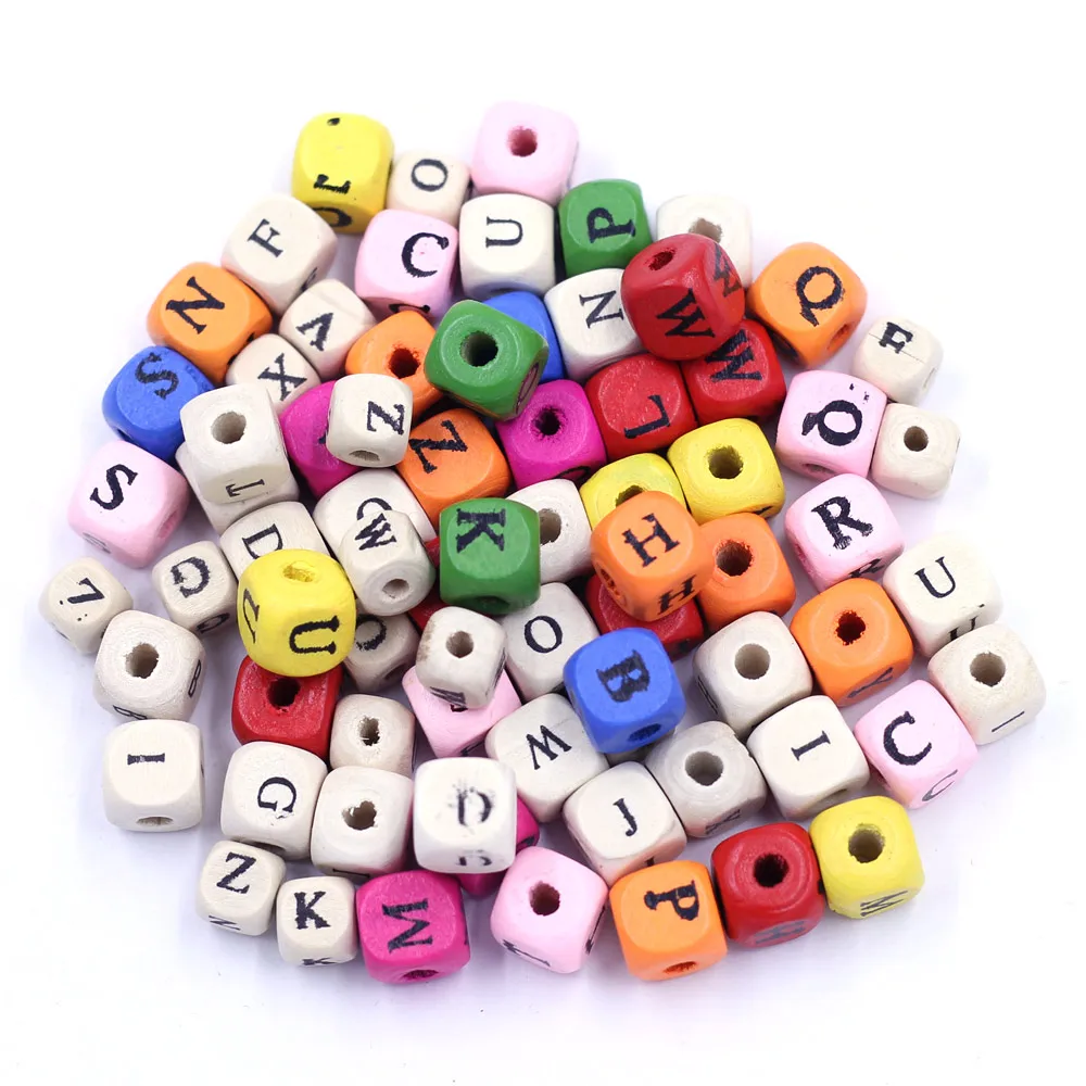 

Mixed Cube Wood Alphabet Beads 8 10 mm 3D Square Letters Charm Spacers DIY Bracelets Necklaces Making Kids' Handmade Materials