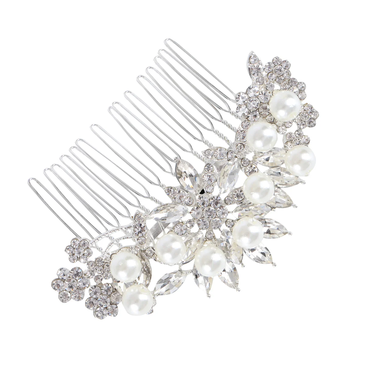 Elegant Bridal Hair Comb Simulated Pearl Crystal Wedding Hair Accessories Random Style (Silver) wedding hair comb