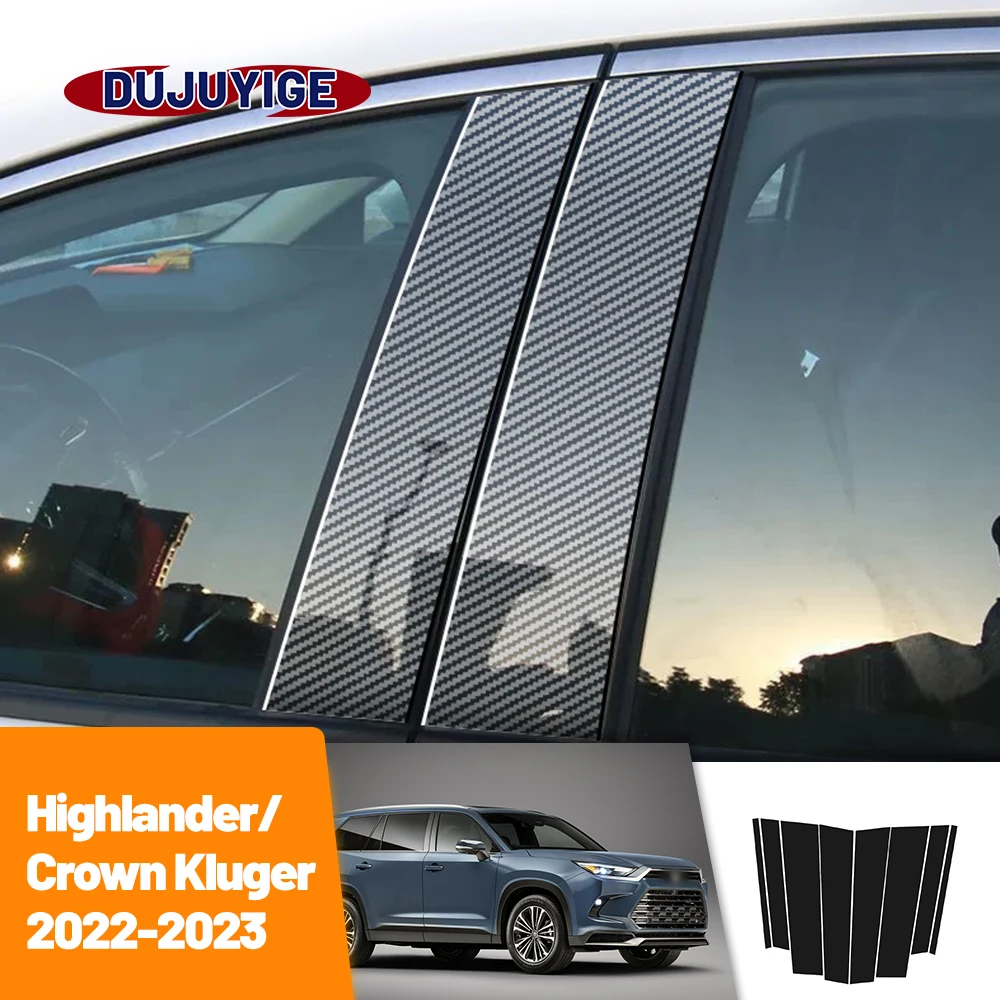 

For Toyota Highlander Crown Kluger 2022-2023 Carbon Fiber Window Door Column Deal B C Pillar Post Cover Trim Sticker