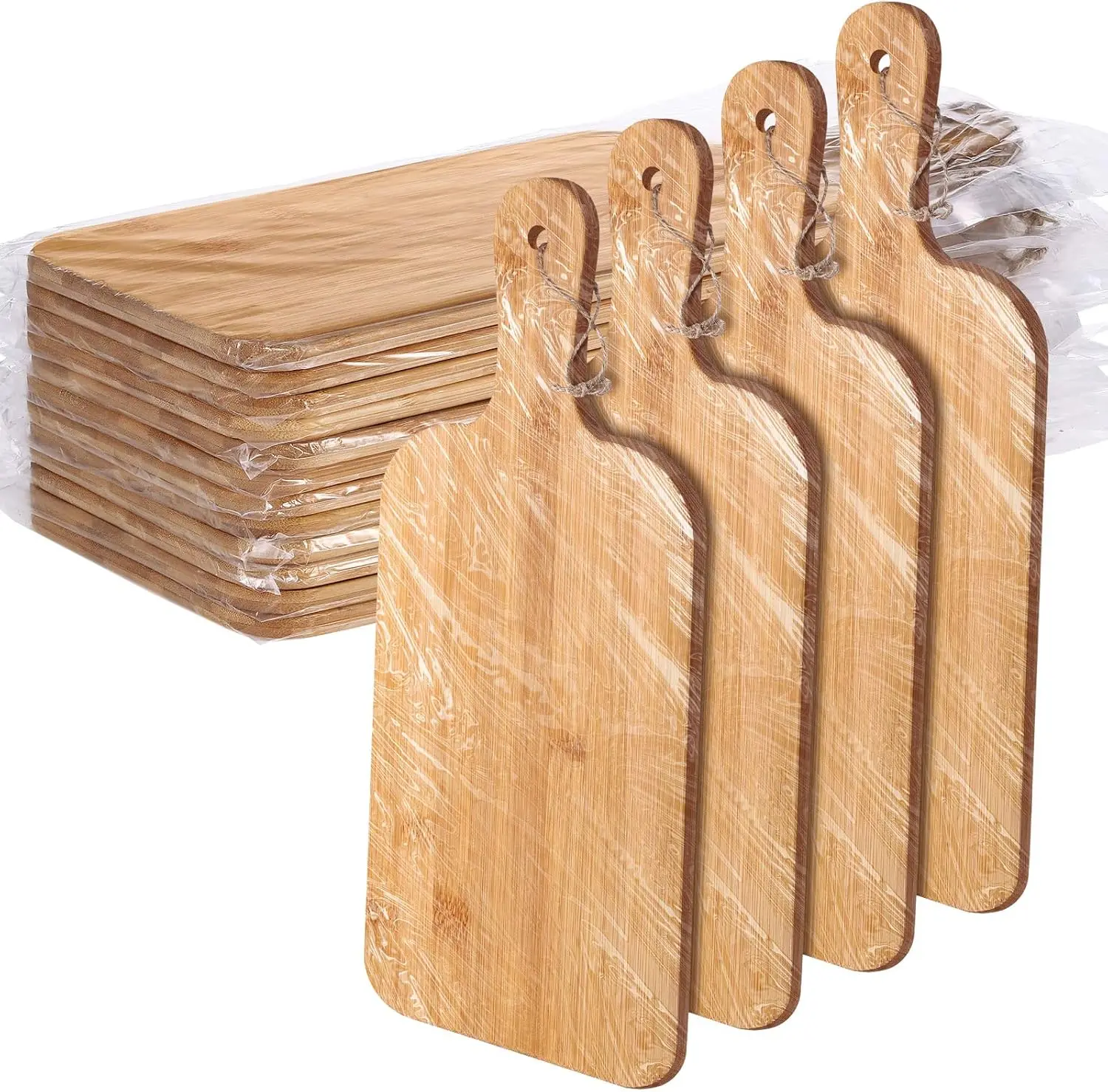 

12 Pack Bamboo Cutting Board Set with Handles Large Kitchen Chopping Boards for Vegetables Meat Pizza Cheese Bread
