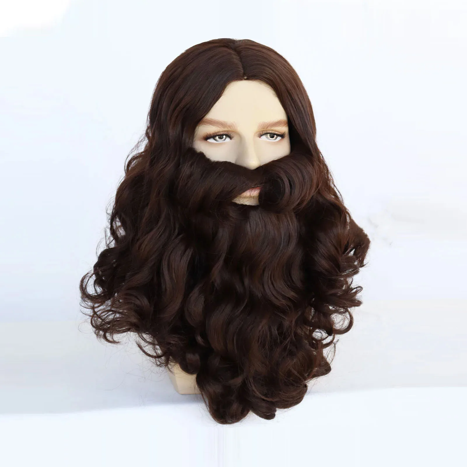 Perruque blonde bouclée longue avec barbe pour hommes, accessoires d'Halloween, olympiques de cosplay, vêtements de sauna