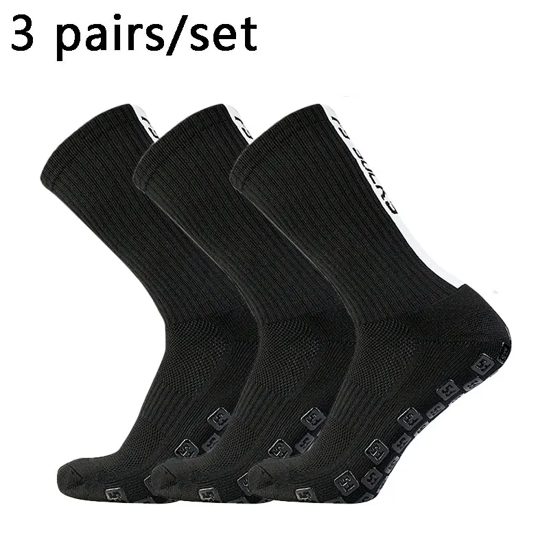 3 pairs FS Square Silicone Non slip FS Letter Football Socks Men Women Sports Grip Soccer Socks calcetines hombre futebol