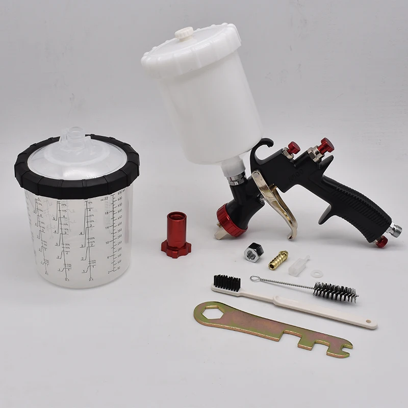 LVLP Pistola a spruzzo R500 Ugello da 1,3 mm con filtro separatore acqua olio Manometro Regolatore pressione aria Pistola a spruzzo Strumenti pneumatici