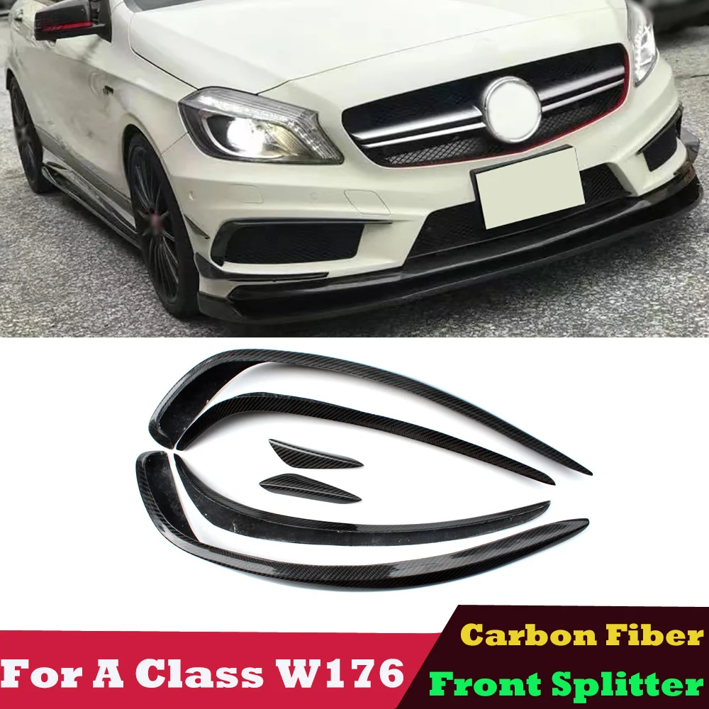 

2013-2015 W176 Carbon Fiber Front Bumper Splitter Air Canards for Mercedes A Class W176 A160 A180 A200 A220 AMG Package 6pcs/set