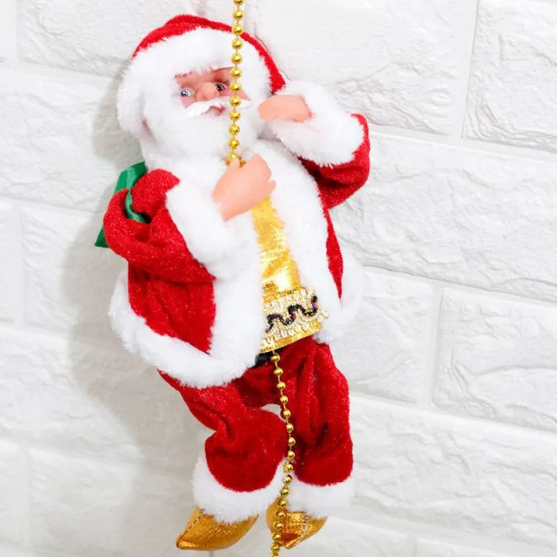 Electric Santa Claus Climbing Rope Ladder with Music Santa Musical Toys for Christmas Tree Home Decor Gifts for Boys and Girls