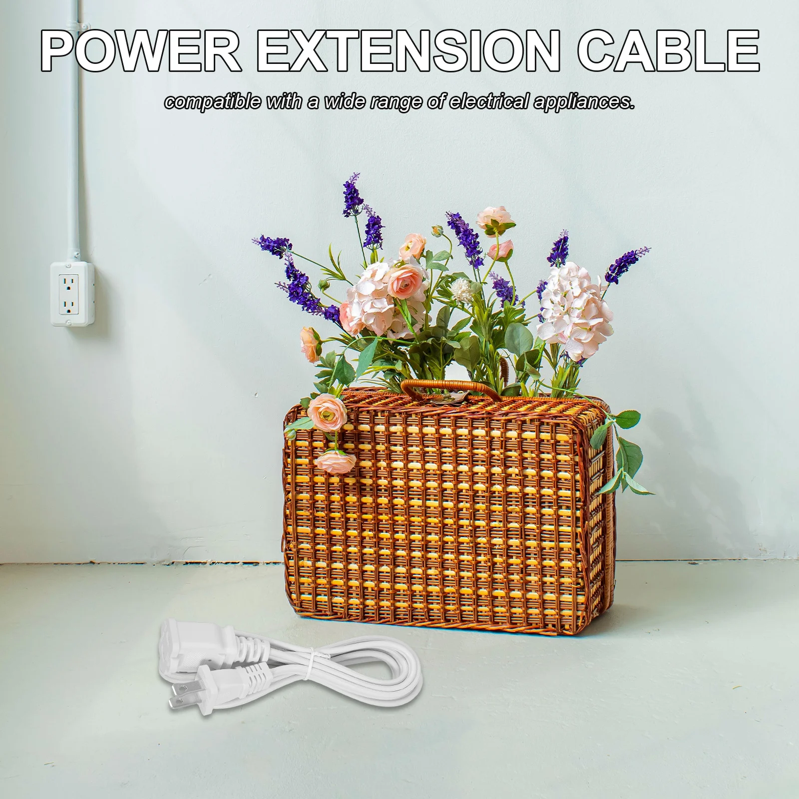 

Power Extension Cable 2-Prong Dual Outlet Heavy Duty 15m Long Extension Cord 10a Electrical Cable Workshop Power Cord