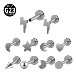 1pcs G23 Titanium Star Moon Heart Labret Lip Ring Simple Ear Cartilage Tragus Helix Daith Lobe Piercing Body Jewelry