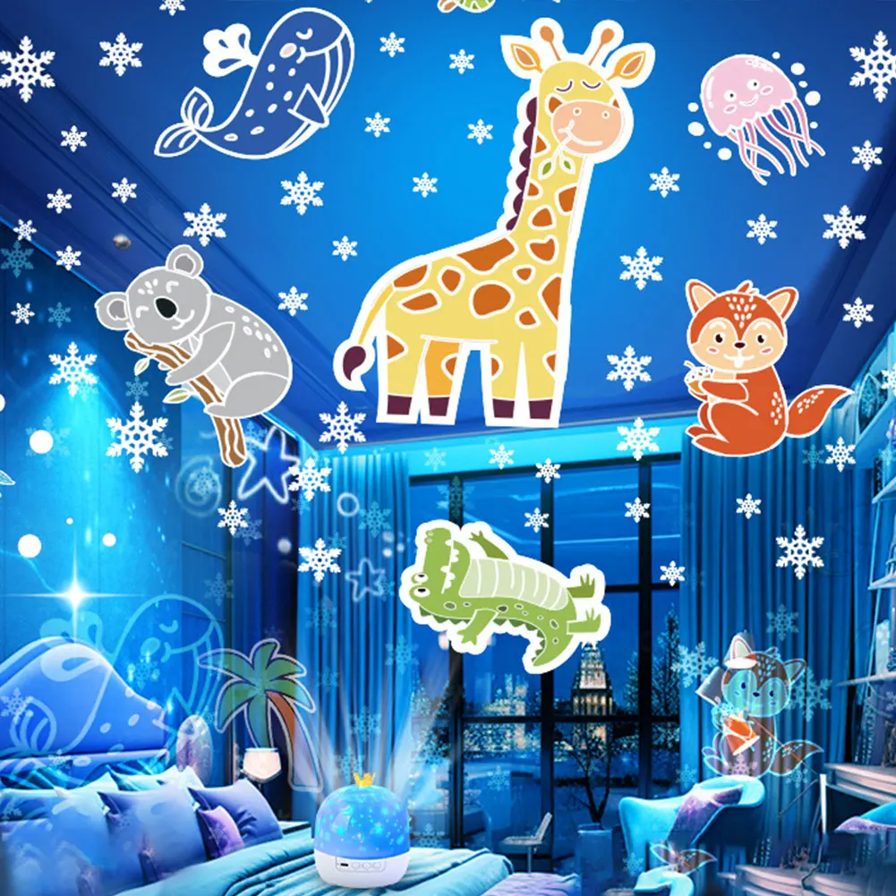 Night Light Projector with Music Rotatable Crown Night Light 15/21 Projection Theme Atmosphere Light for Children Bedroom