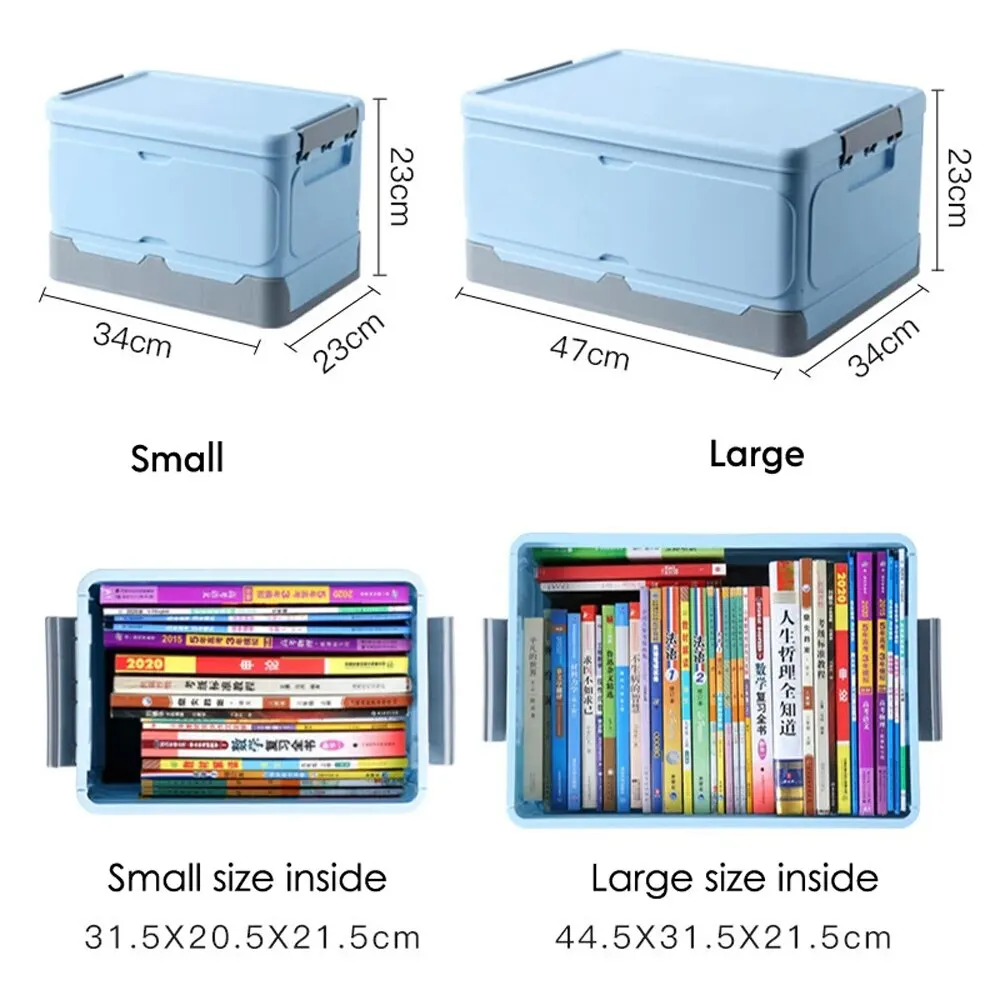 Folding Storage Box Plastic Books Toys Large Capacity Portable Car Storage Crate Closet Organizer Stackable Case