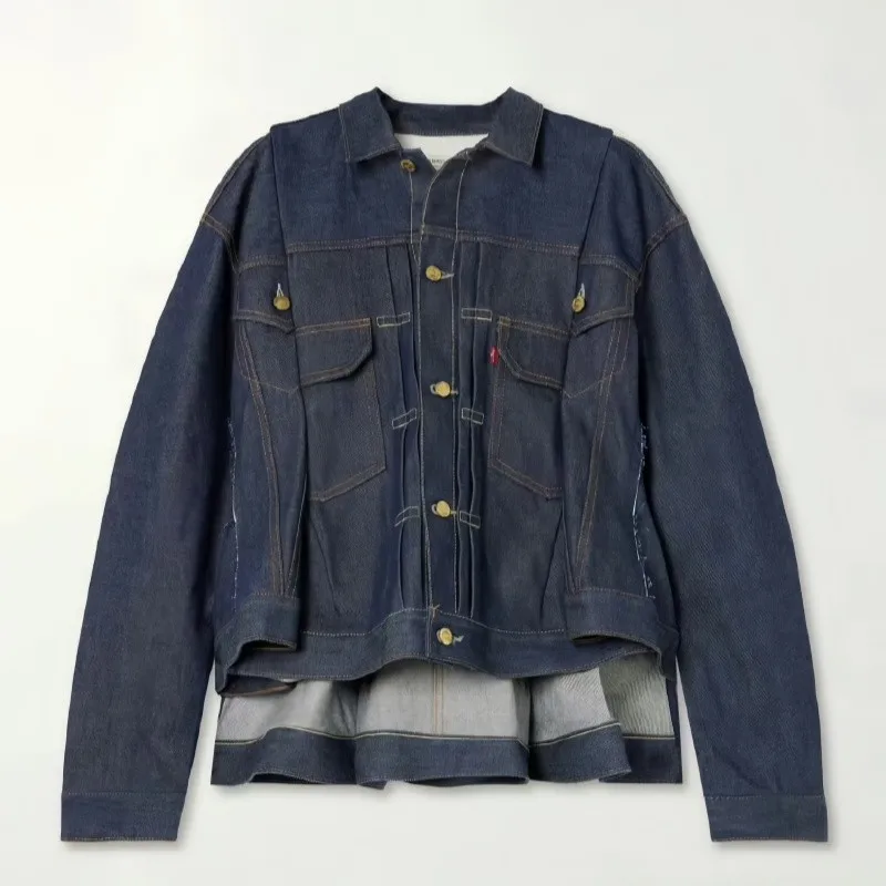 

25 Autumn Winter New Women Double Pocket Denim Jacket Short Cotton Coat