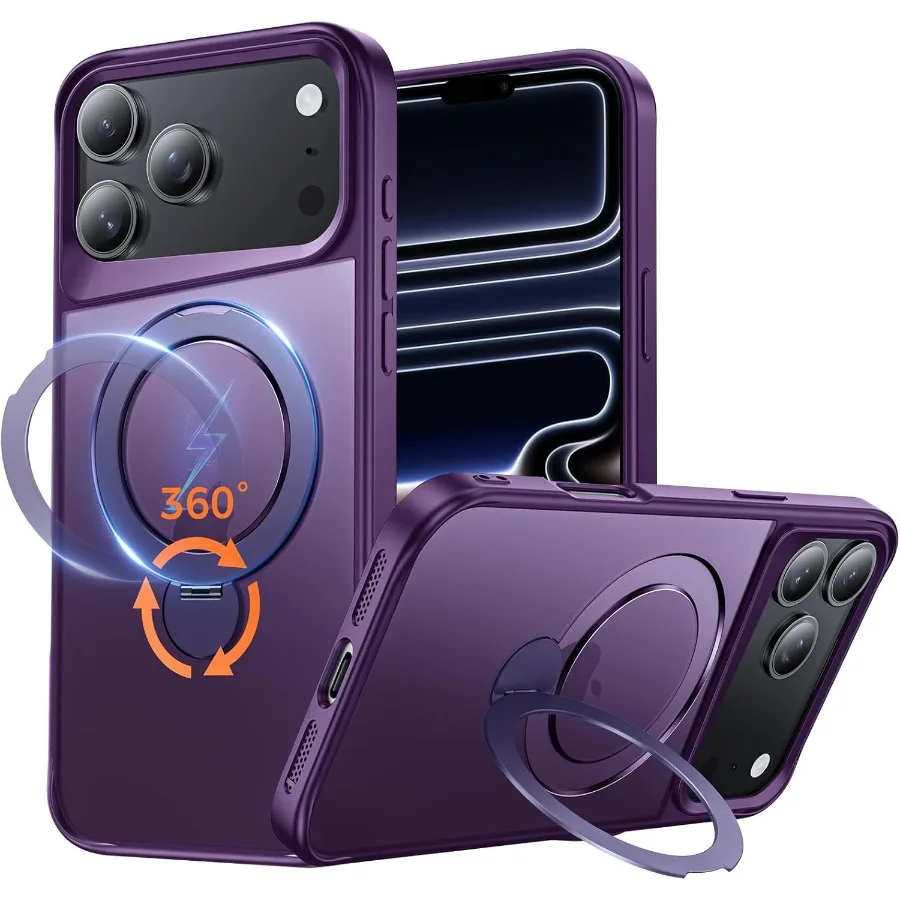 

360 Magnetic Stand Compatible with iPhone 17 Pro Case for 6.3 Inch Military Drop Protection Shockproof Translucent Matte Design