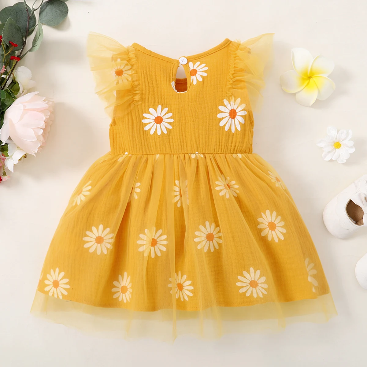 1-5 anni bambini neonata vestito fiori abiti da festa senza maniche girocollo Sweety Tutu Gauzy abbigliamento estivo abito da principessa