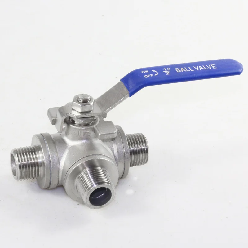 

1/2" 3/4" BSP Female Male Thread Three Way Ball Valve DN15 DN20 Stainless Steel 304 Valve Handle Valves L T Type