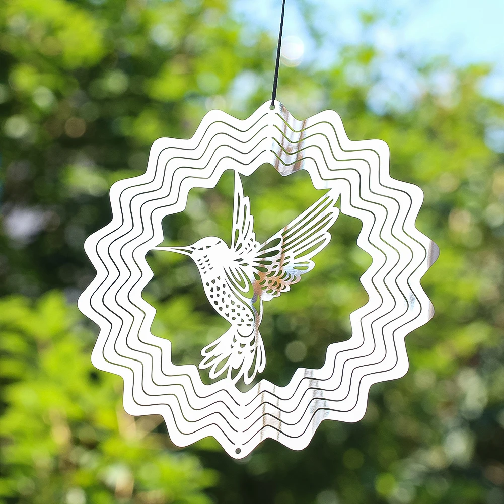 

Large Rotating Wind Spinner 3D Hummingbird Wind Chimes Yard Garden Animal Art Hanging Pendant Decor Sun Catcher Bird Deterrent