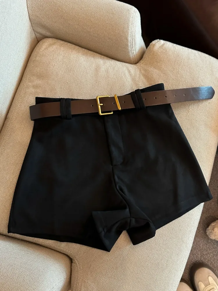 กางเกงขายาวทรงบูทผ้าหนังกลับสไตล์เรโทรสำหรับผู้หญิง ฤดูใบไม้ร่วง ฤดูหนาว รุ่นใหม่ สไตล์สาวเปรี้ยว พร้อมเข็มขัด  ทรงเข้ารูป  ลำลอง ทรงตรง