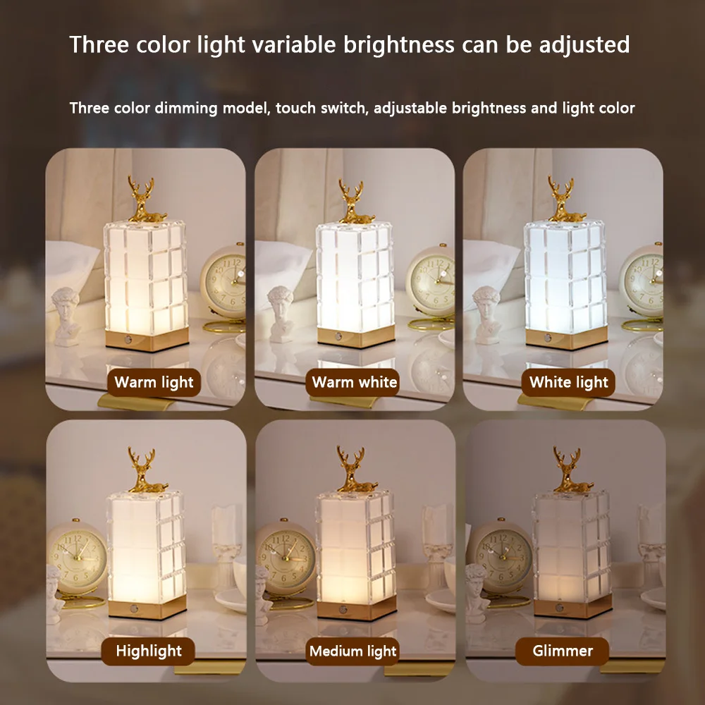 Light luxury elk lamp LED night light bedroom sleep romantic small table lamp bedside room decoration ambient light