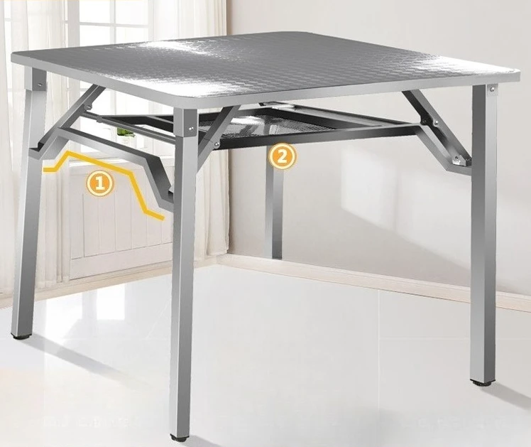 

New non-blocking foot foldable table fire household square portable dining table 304D stainless steel rack
