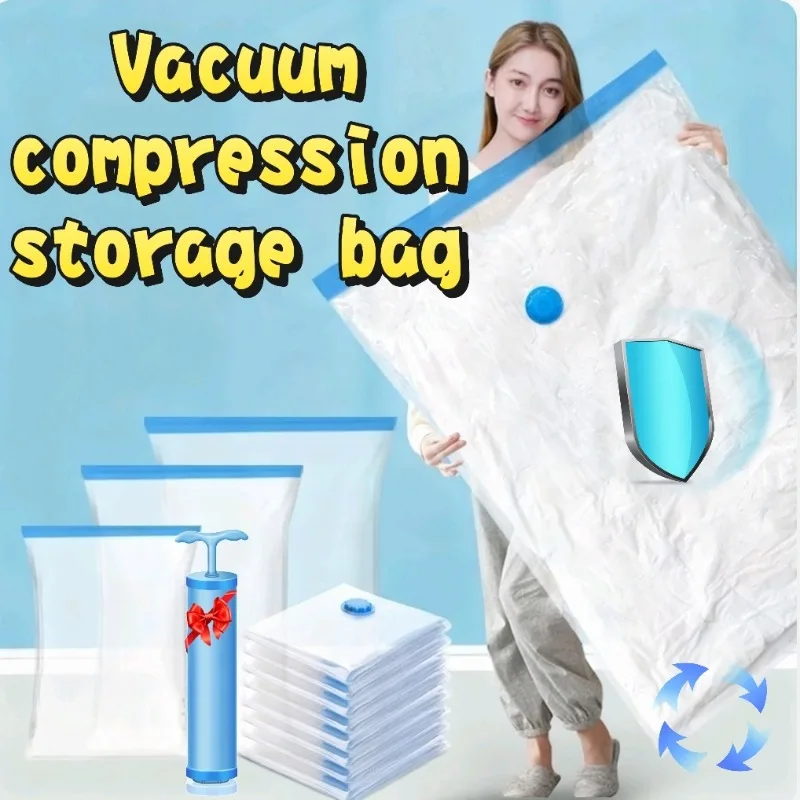 Wiederverwendbare Vakuumbeutel in 5 Größen mit Handpumpe, Vakuum-Kompressions-Versiegelungsbeutel, Mini-Vakuumiergerät für Kleidungs-Organizer