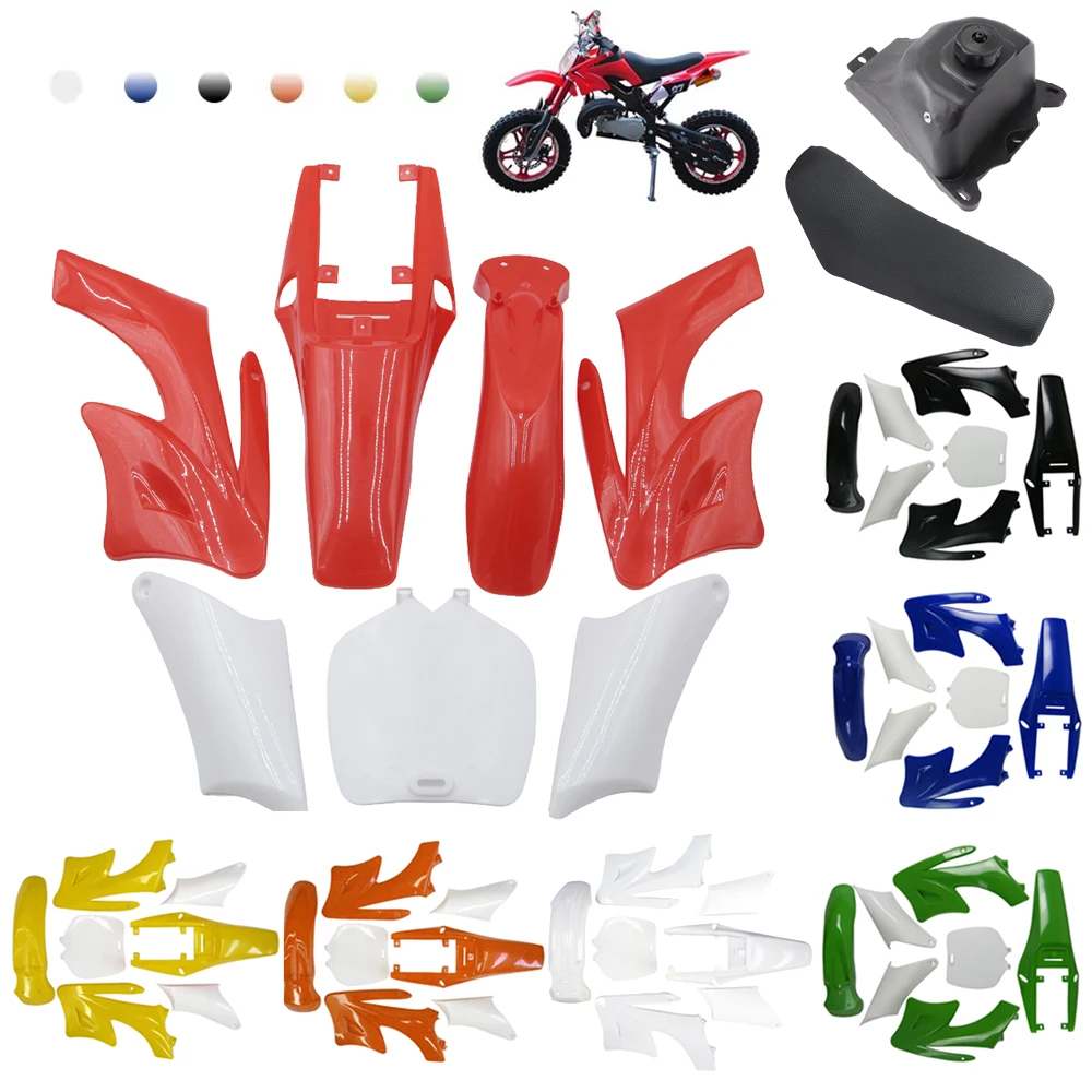 Plastic Fender Fairing Body Kit Seat Fuel Tank Replacement for 2‑Stroke 47cc 49cc Apollo Orion Kids Mini Dirt Pocket Bike
